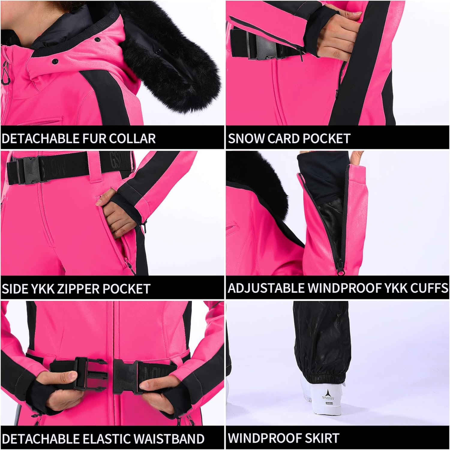 Womens Ski Suit One Piece Snowsuit Snowboard Slim Insulated Jumpsuit