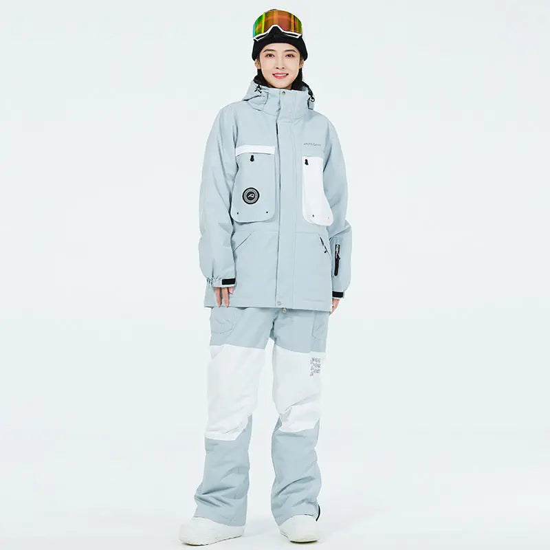 Women Outdoor Thick Snowsuits with Matched Snow Bibs