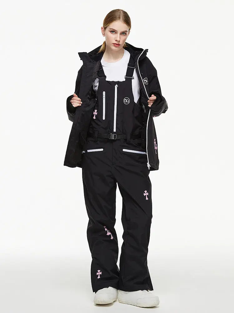 Women’s Ski Outfit Set with Cute Snowboard Jacket and Bib Pants