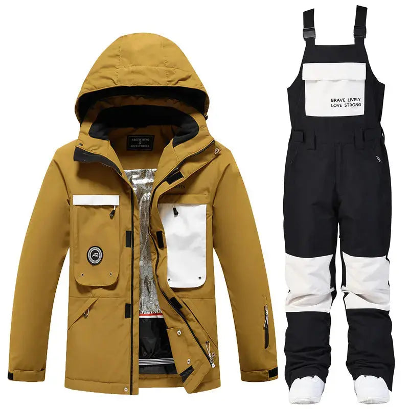 Ensemble de neige femme épais avec salopette assortie