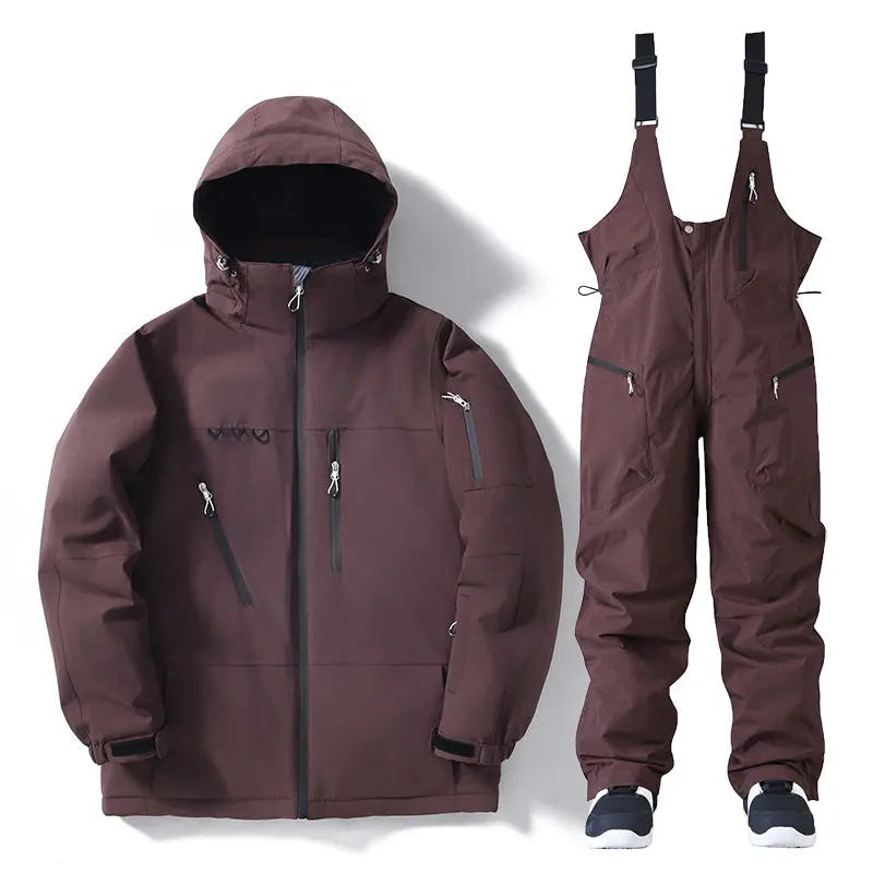 Insulated Snowboard Jacket and Bib Pants Set for Winter Sports