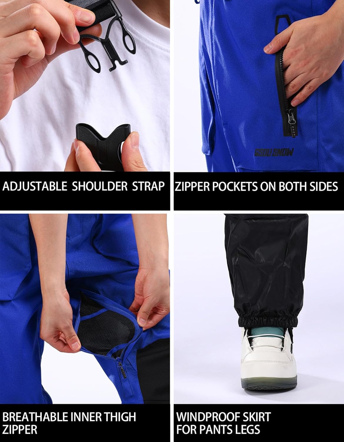 Women Men Ski Bibs Snowboard Pants Snow Bibs