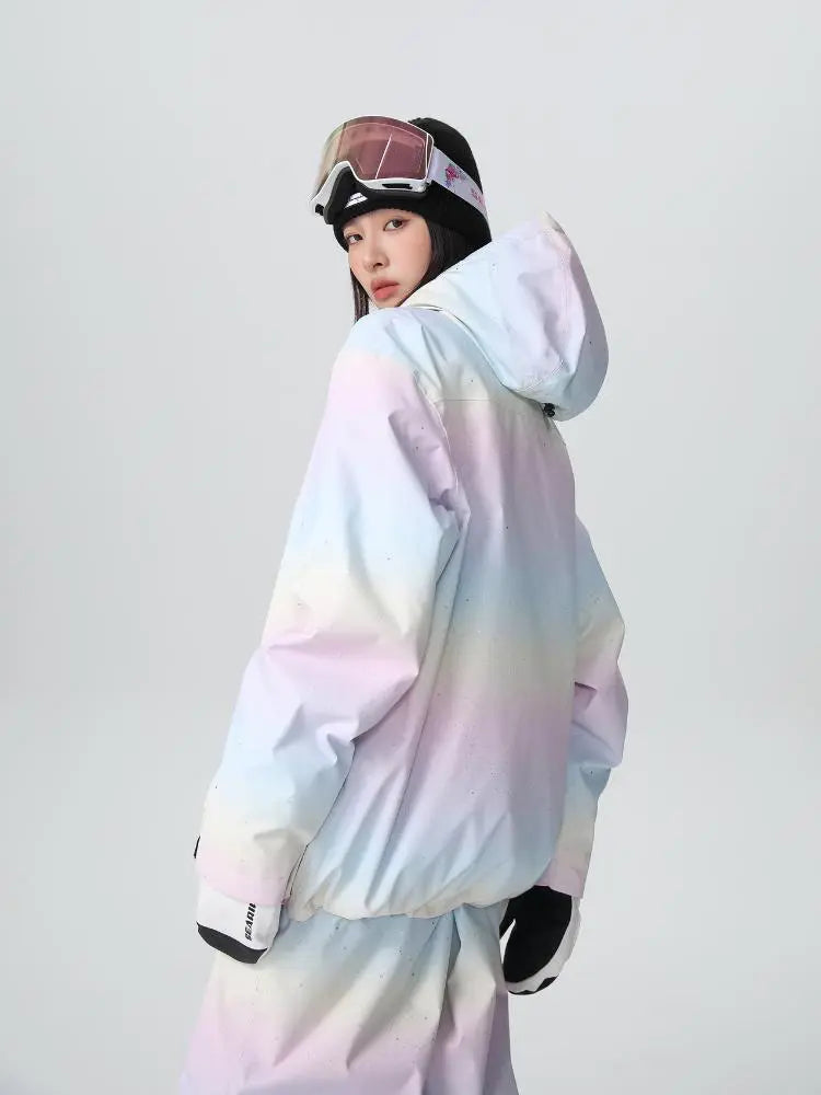 Women Cute Rainbow Snow Suit Winter Outwear for Sports