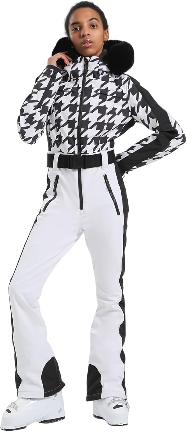 Womens Ski Suit One Piece Snowsuit Snowboard Slim Insulated Jumpsuit