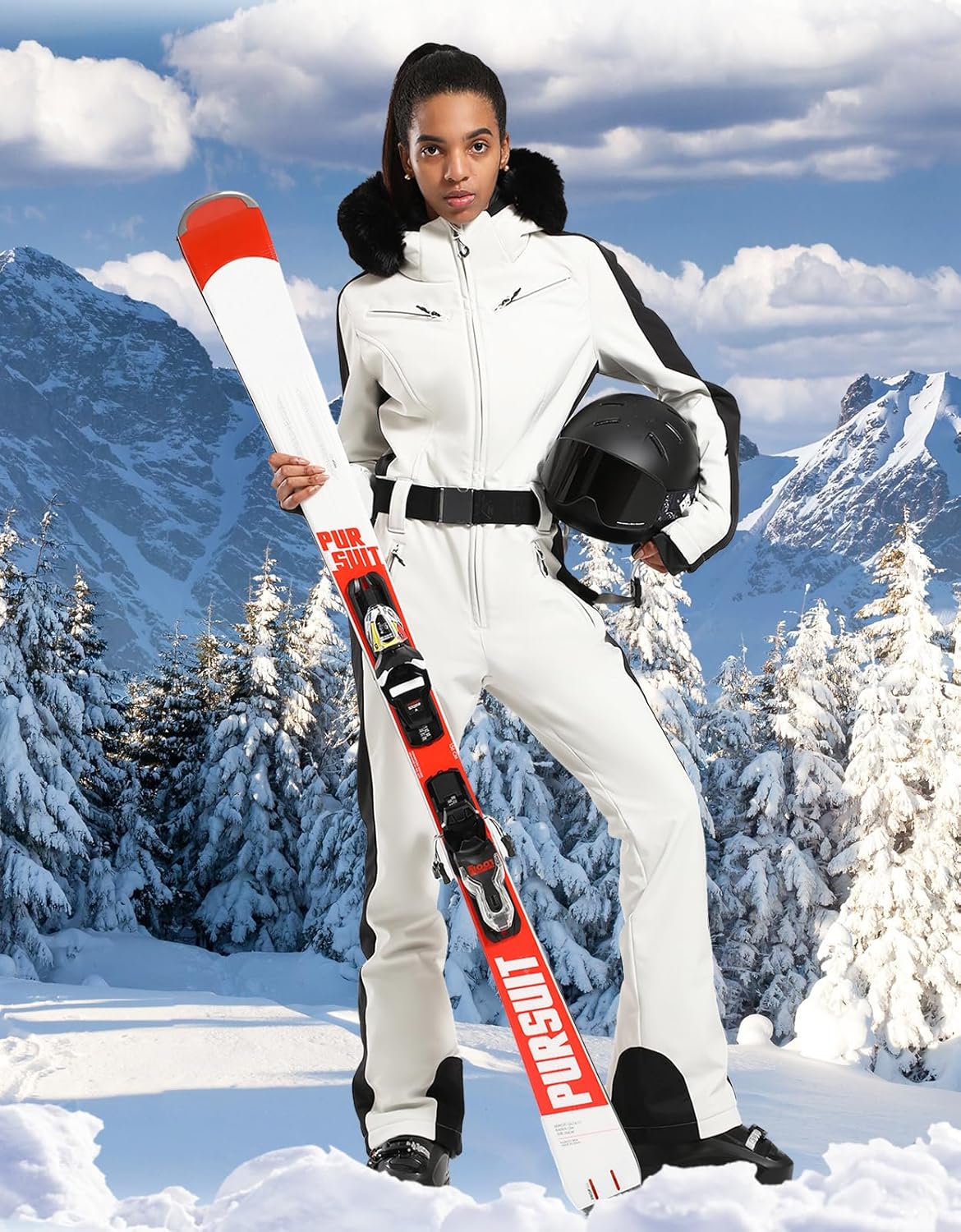 Womens Ski Suit One Piece Snowsuit Snowboard Slim Insulated Jumpsuit