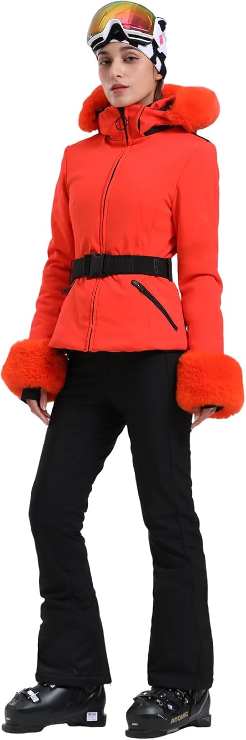 Women's Ski Jacket Snowboard Warm Winter Short Slim Snow Coat Jacket