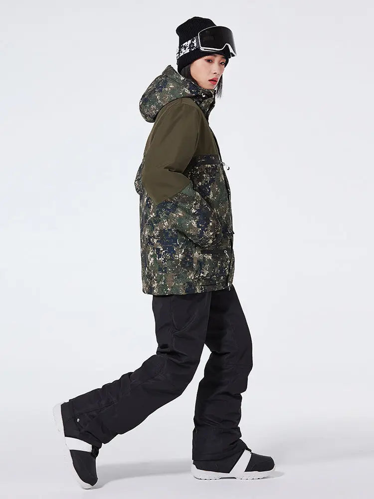 Women’s Floral Printed Snow Jacket and Bib Pants Winter Set