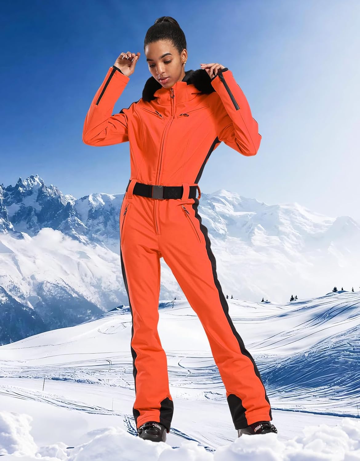 Womens Ski Suit One Piece Snowsuit Snowboard Slim Insulated Jumpsuit