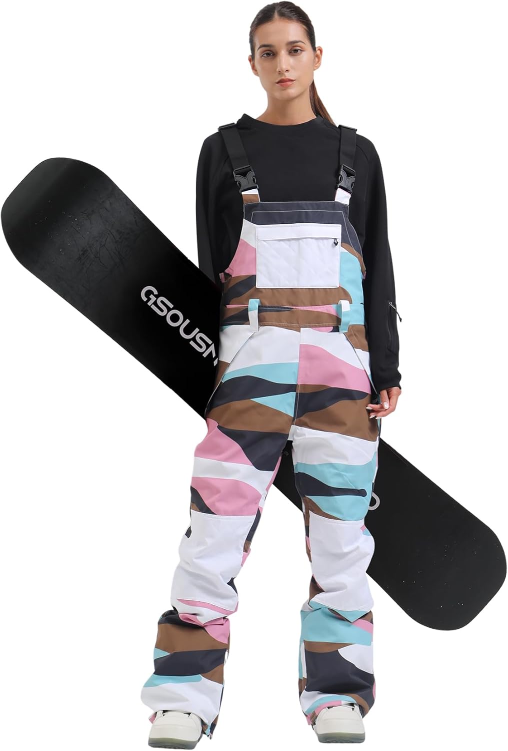 Womens Ski Bibs Snowboard Pants Snow Overalls Waterproof Windproof Winter Outdoor Sports