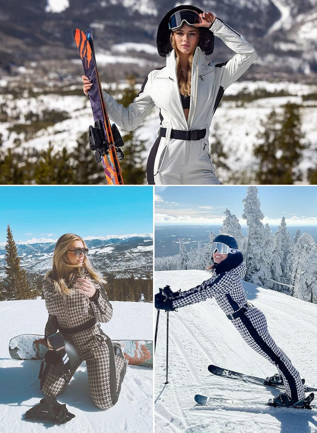 Womens Ski Suit One Piece Snowsuit Snowboard Slim Insulated Jumpsuit
