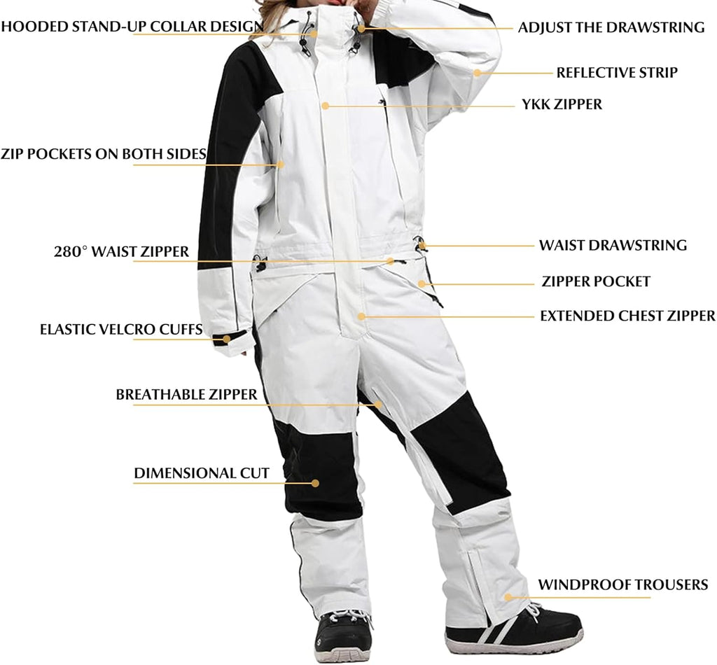 Ski Suits Women Men One Piece Snow Suits Waterproof Windproof Men Snowsuit Insulated Ski Jumpsuit
