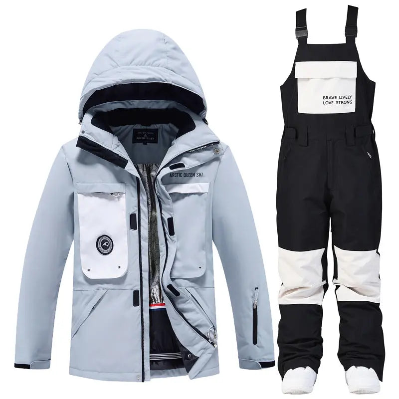 Ensemble de neige femme épais avec salopette assortie
