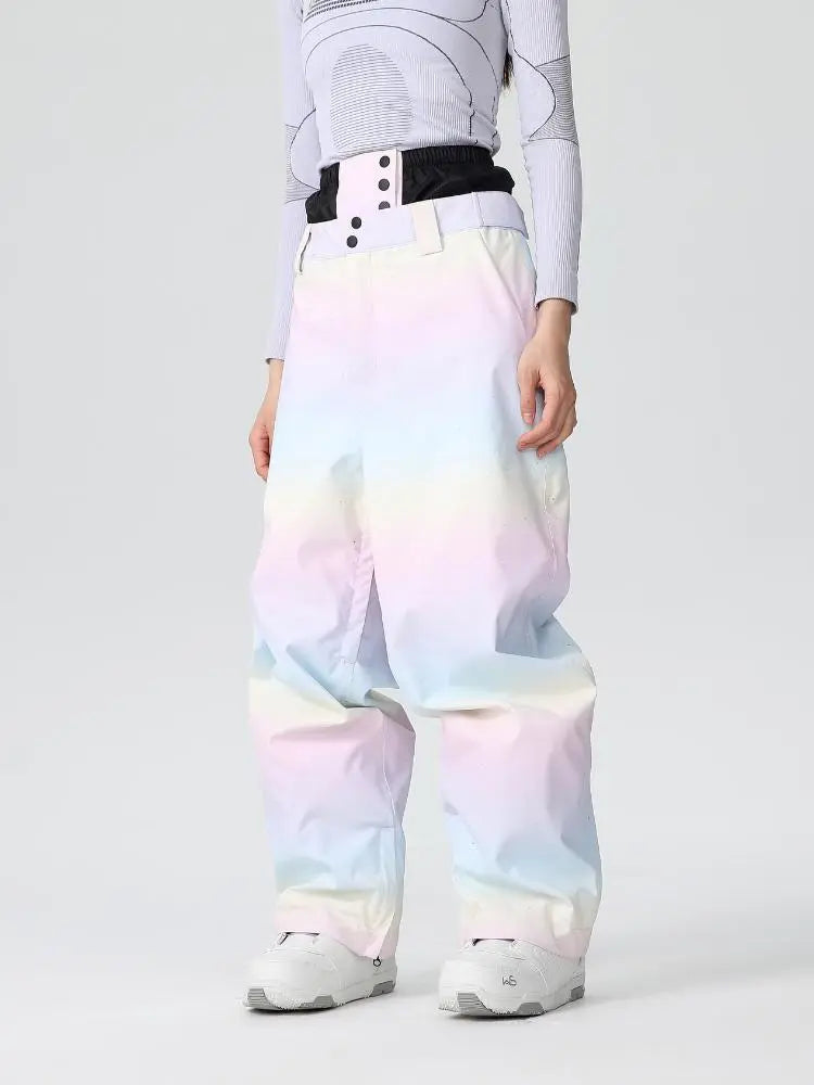 Women Cute Rainbow Snow Suit Winter Outwear for Sports