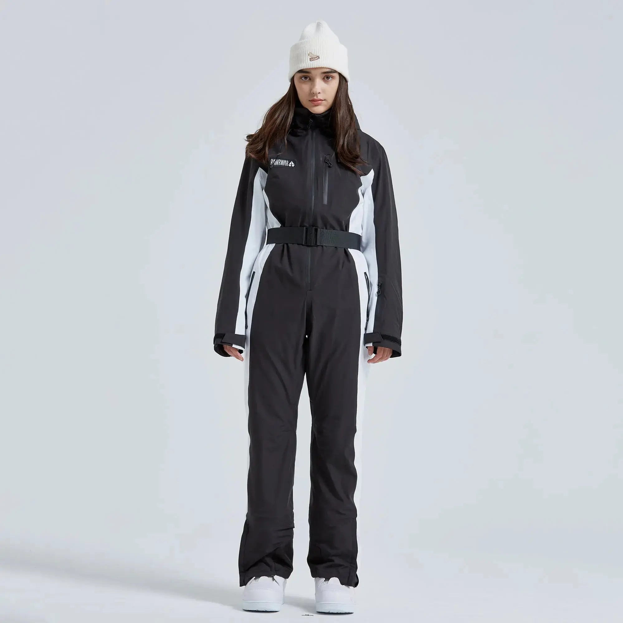 Women’s High Neck Hooded One Piece Ski Suit for Winter Sports