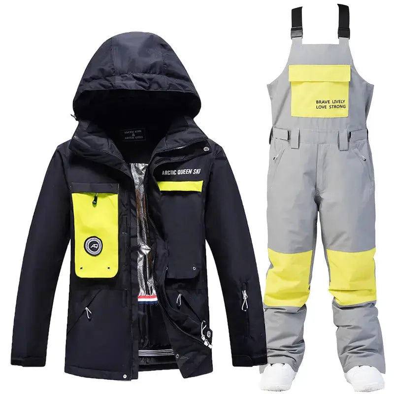 Ensemble de neige femme épais avec salopette assortie