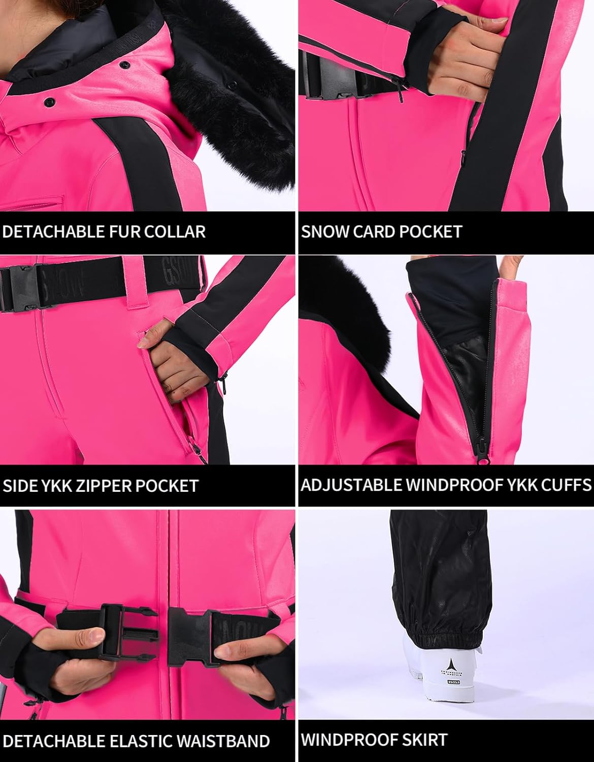 Women's One Piece Ski Suits Slim Waterproof Jumpsuits
