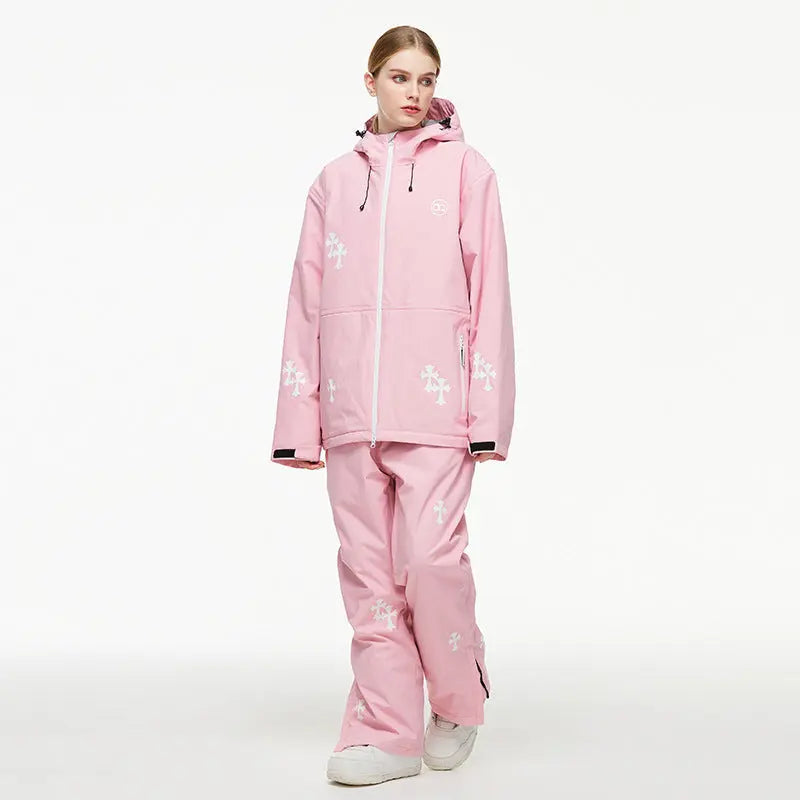 Women’s Ski Outfit Set with Cute Snowboard Jacket and Bib Pants