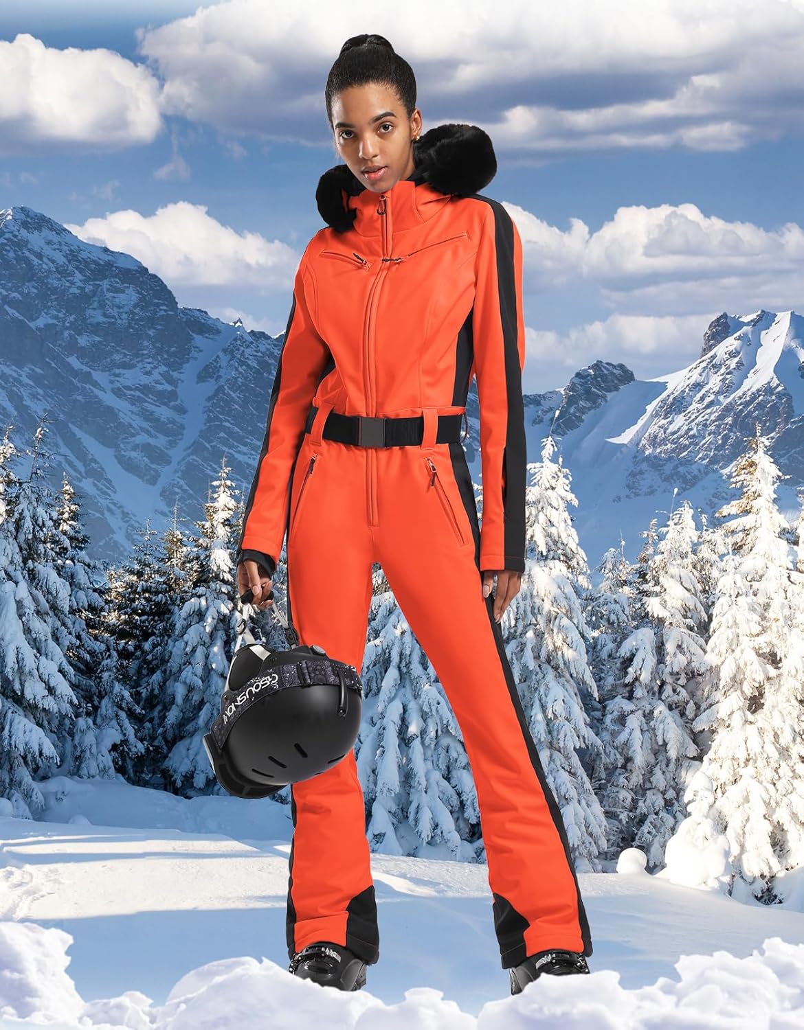 Womens Ski Suit One Piece Snowsuit Snowboard Slim Insulated Jumpsuit