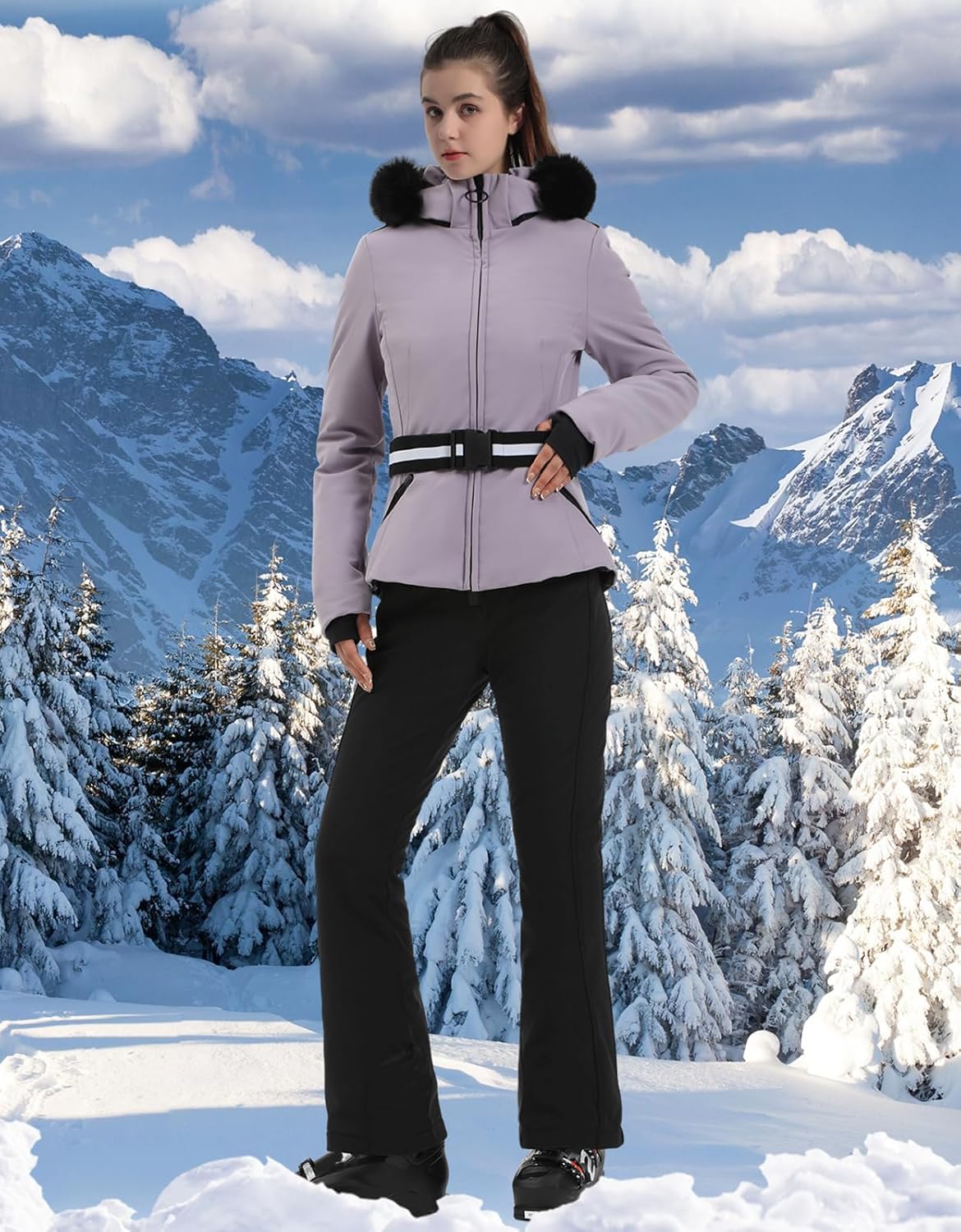 Women's Ski Jacket Snowboard Warm Winter Short Slim Snow Coat Jacket