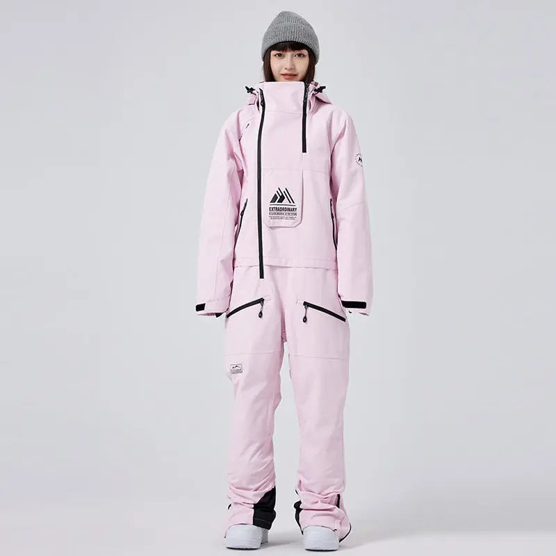 Stand Collar Ski Rompers for Women One-piece Skiwear