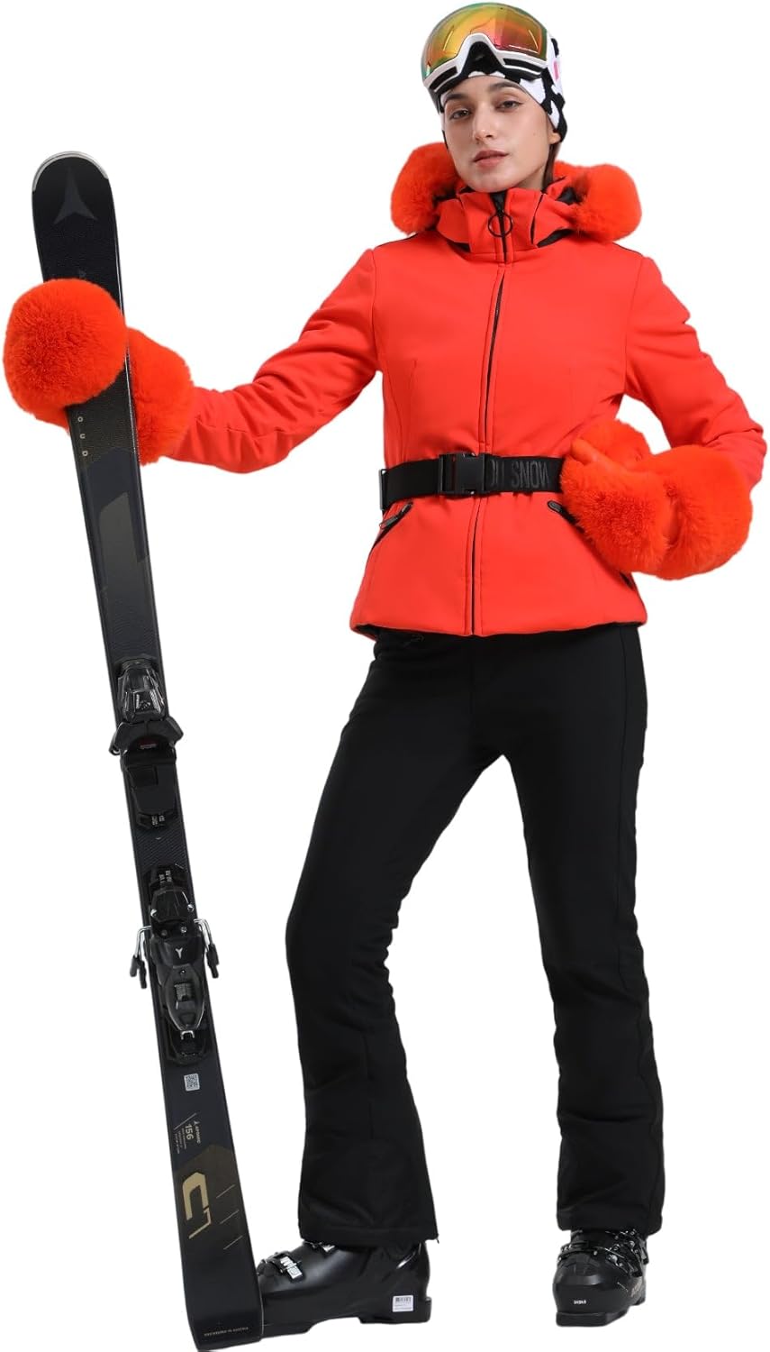 Women's Ski Jacket Snowboard Warm Winter Short Slim Snow Coat Jacket