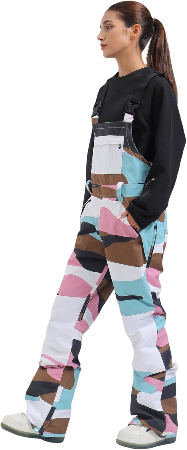 Womens Ski Bibs Snowboard Pants Snow Overalls Waterproof Windproof Winter Outdoor Sports