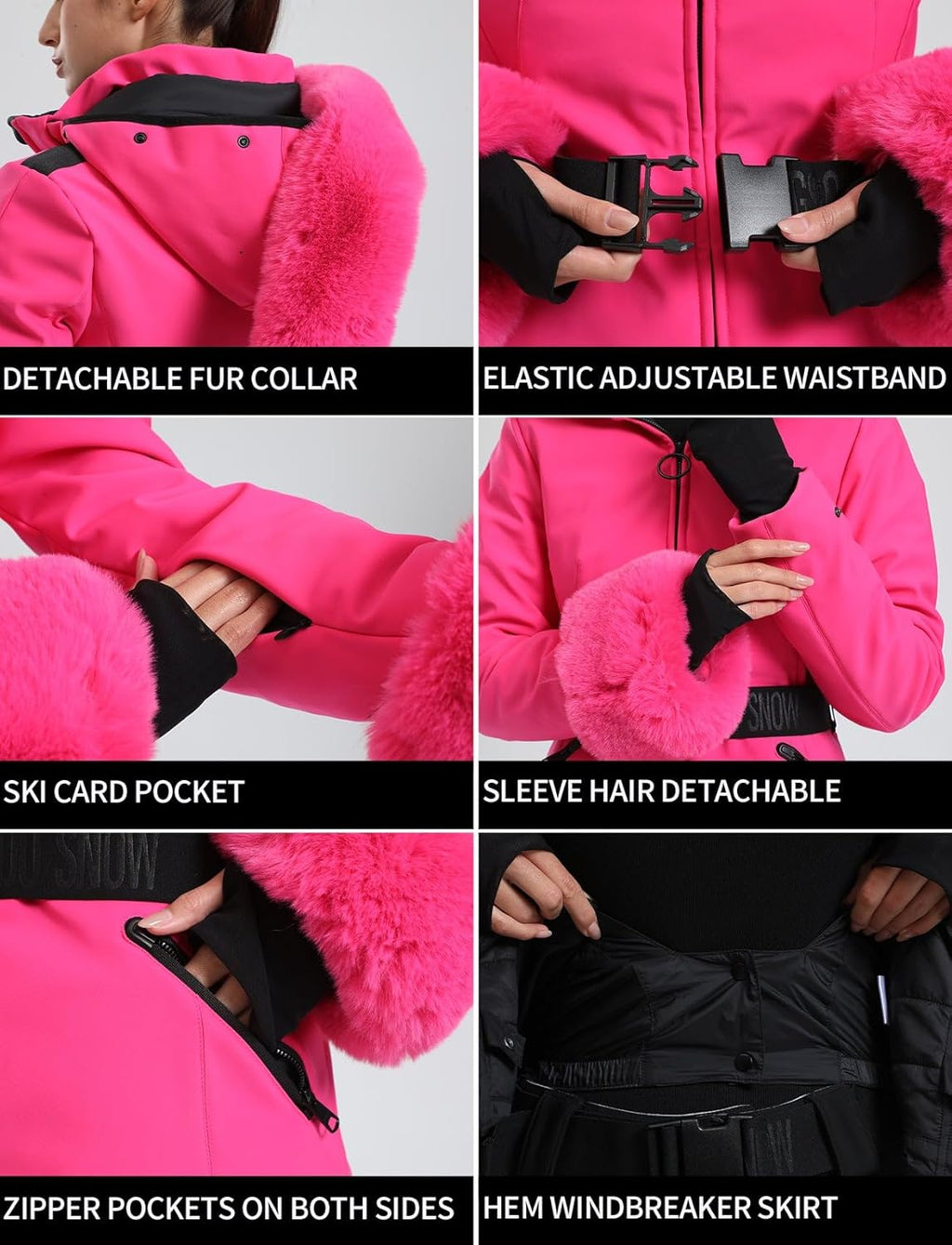 Women's Ski Jacket Snowboard Warm Winter Short Slim Snow Coat Jacket