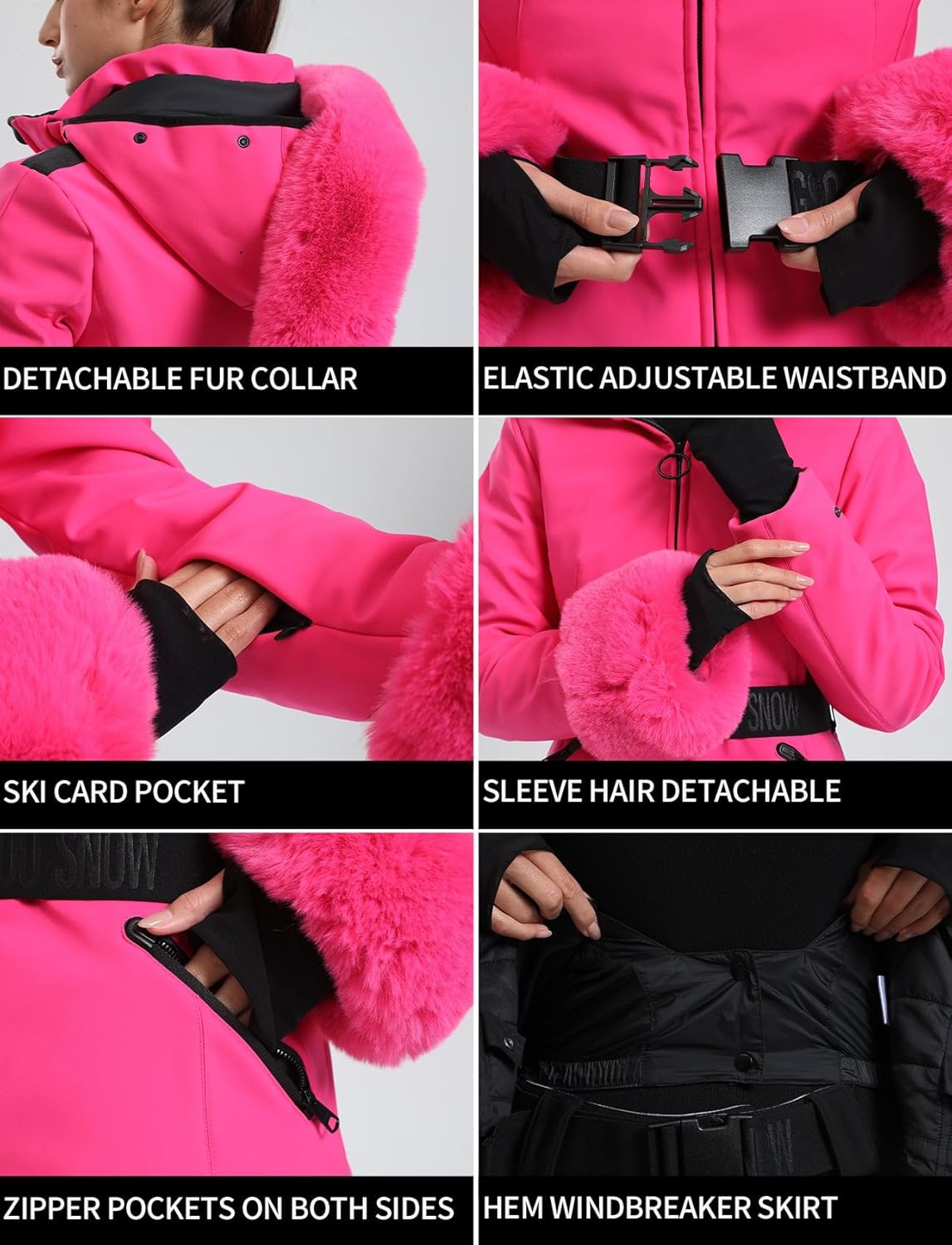 Women's Ski Jacket Snowboard Warm Winter Short Slim Snow Coat Jacket