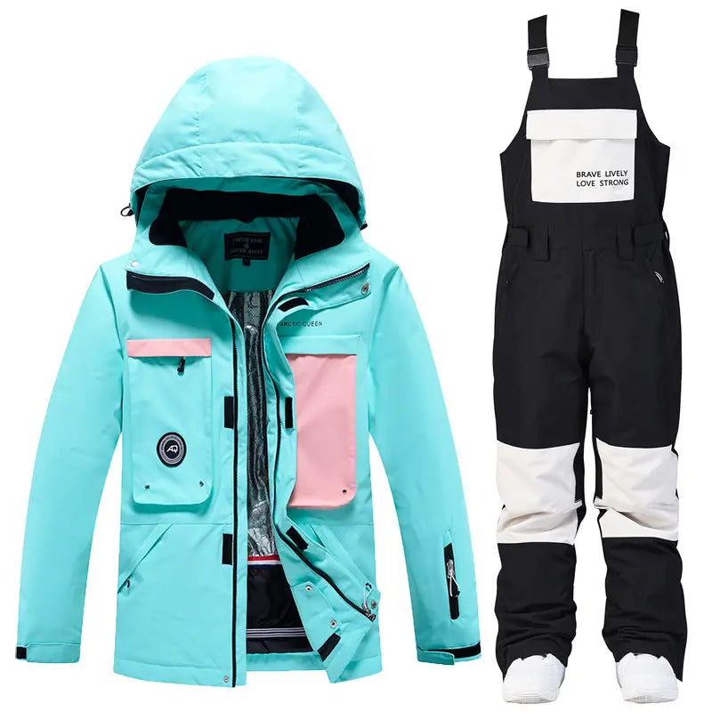 Women’s Winter Hooded Ski Overalls One Piece Snowsuit