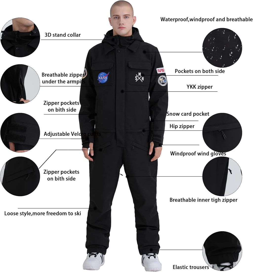 Ski Suits Women Men One Piece Snow Suits Waterproof Windproof Men Snowsuit Insulated Ski Jumpsuit