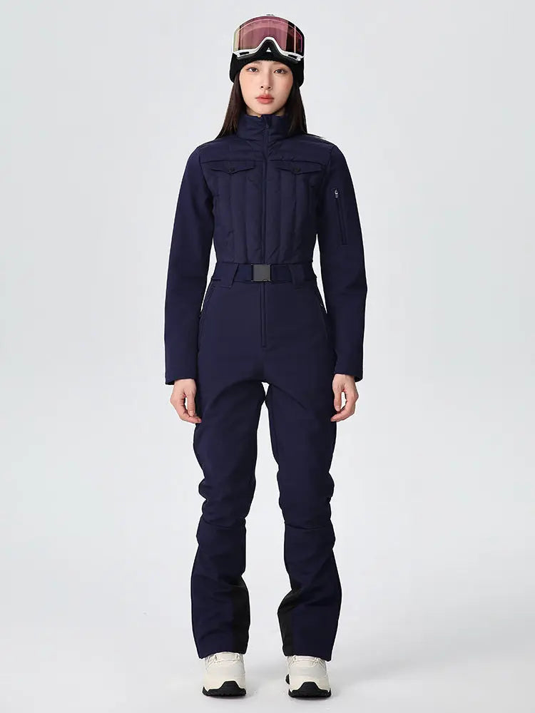 Women's One-piece Slim Ski Suits High elasticity Snow Jumpsuit