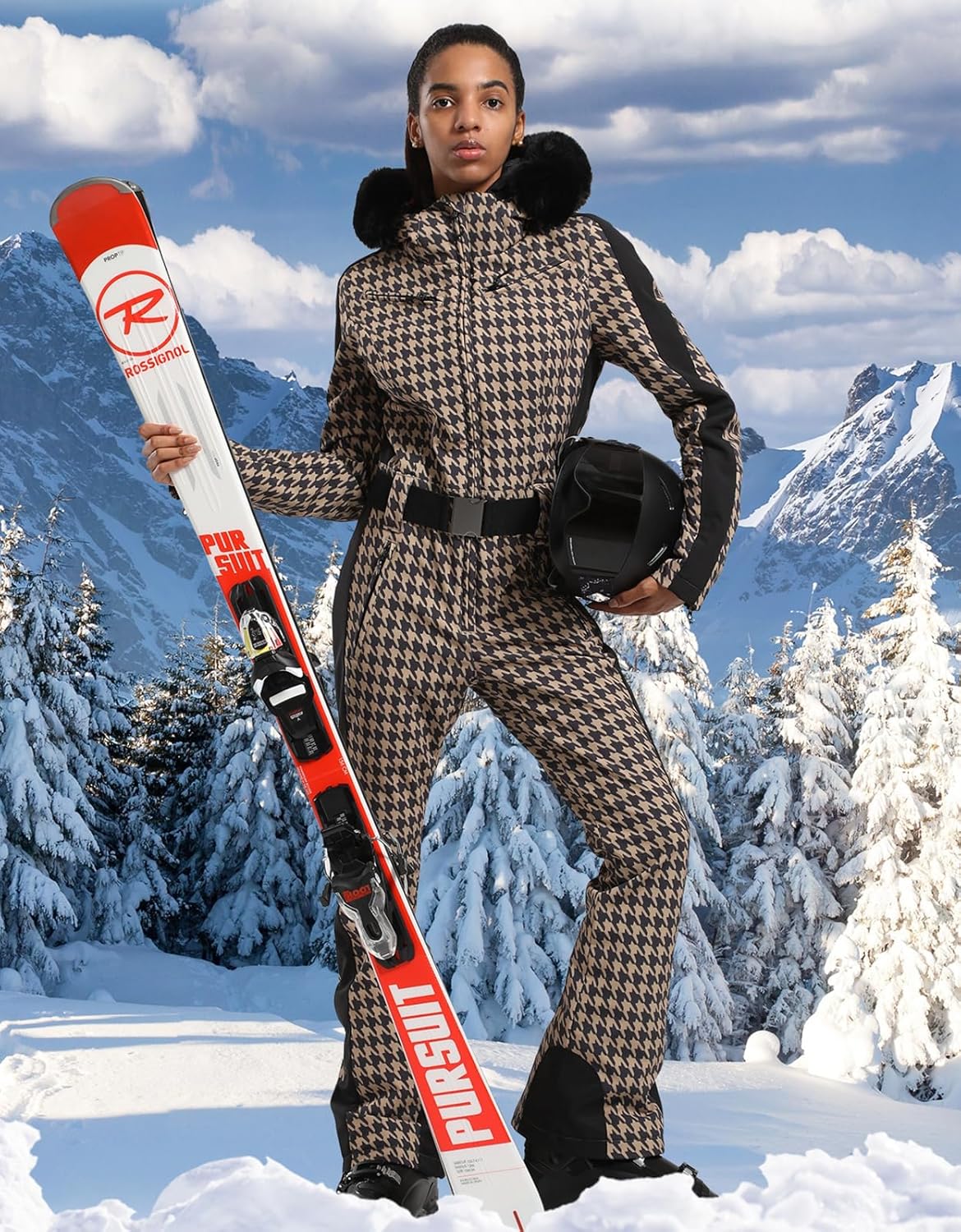 Women's One Piece Ski Suits Slim Waterproof Jumpsuits