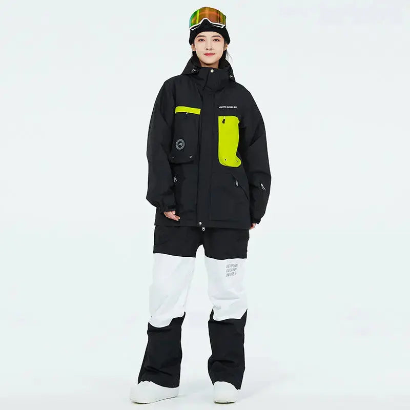 Ensemble de neige femme épais avec salopette assortie