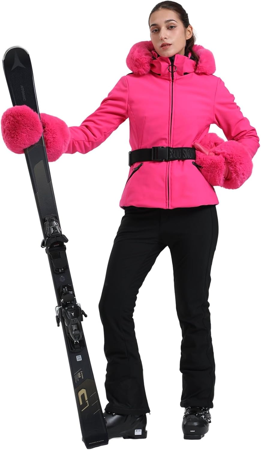 Women's Ski Jacket Snowboard Warm Winter Short Slim Snow Coat Jacket