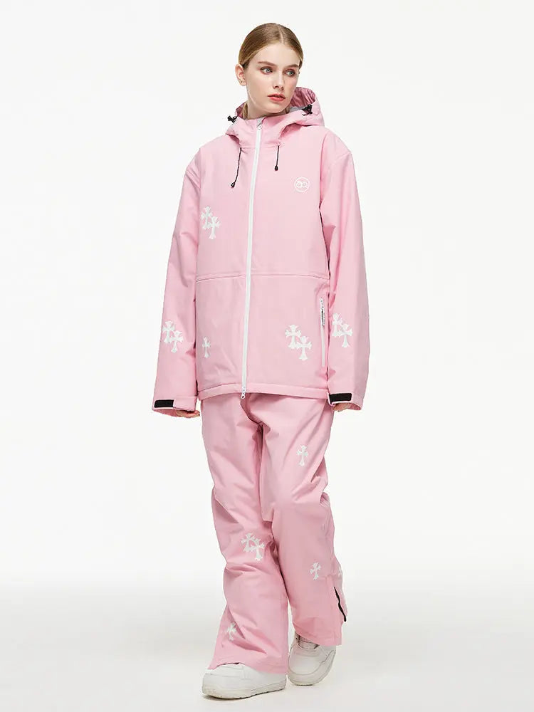 Women’s Ski Outfit Set with Cute Snowboard Jacket and Bib Pants