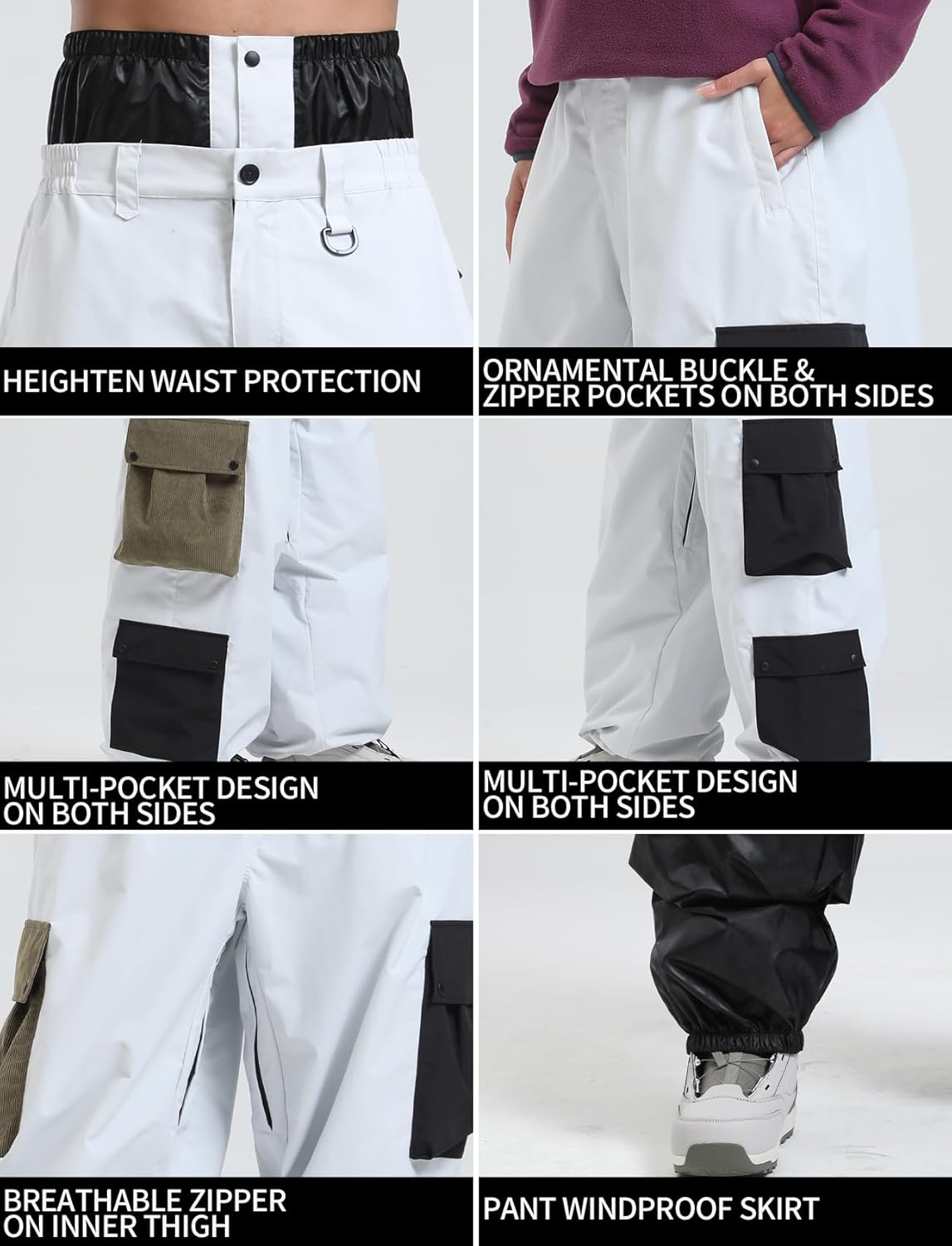 Men Women Ski Pants Baggy Cargo Snowboard Pants