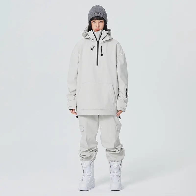 Women’s 2 Piece Ski Suit Set with Hoodie Jacket and Loose Pants