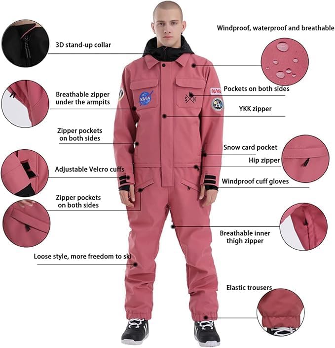 Ski Suits Women Men One Piece Snow Suits Waterproof Windproof Men Snowsuit Insulated Ski Jumpsuit