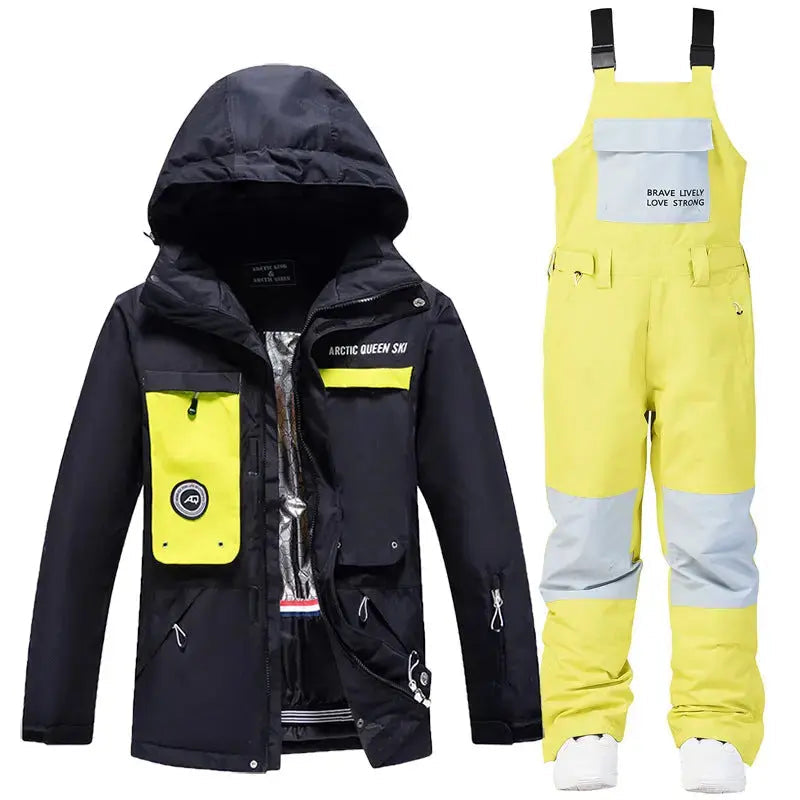 Ensemble de neige femme épais avec salopette assortie