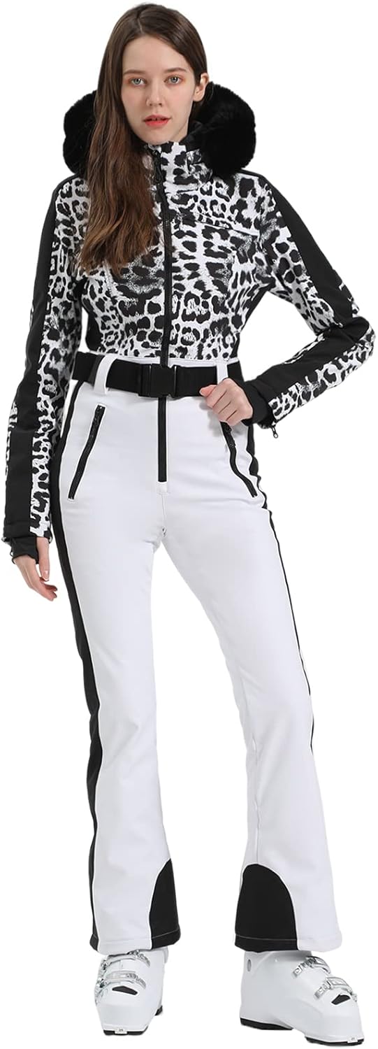 Womens Ski Suit One Piece Snowsuit Snowboard Slim Insulated Jumpsuit