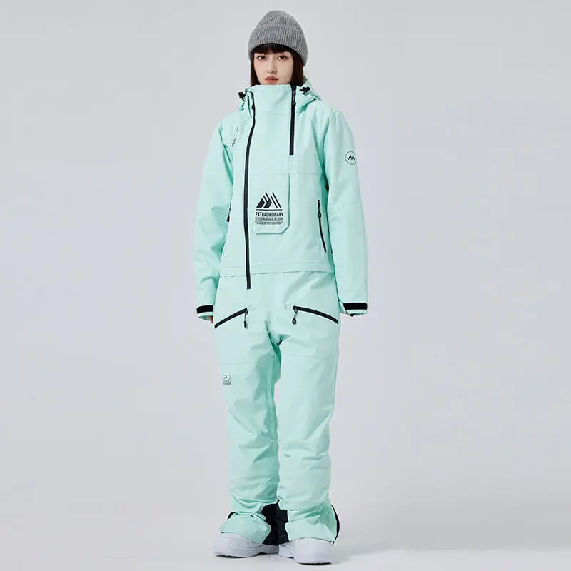 Stand Collar Ski Rompers for Women One-piece Skiwear