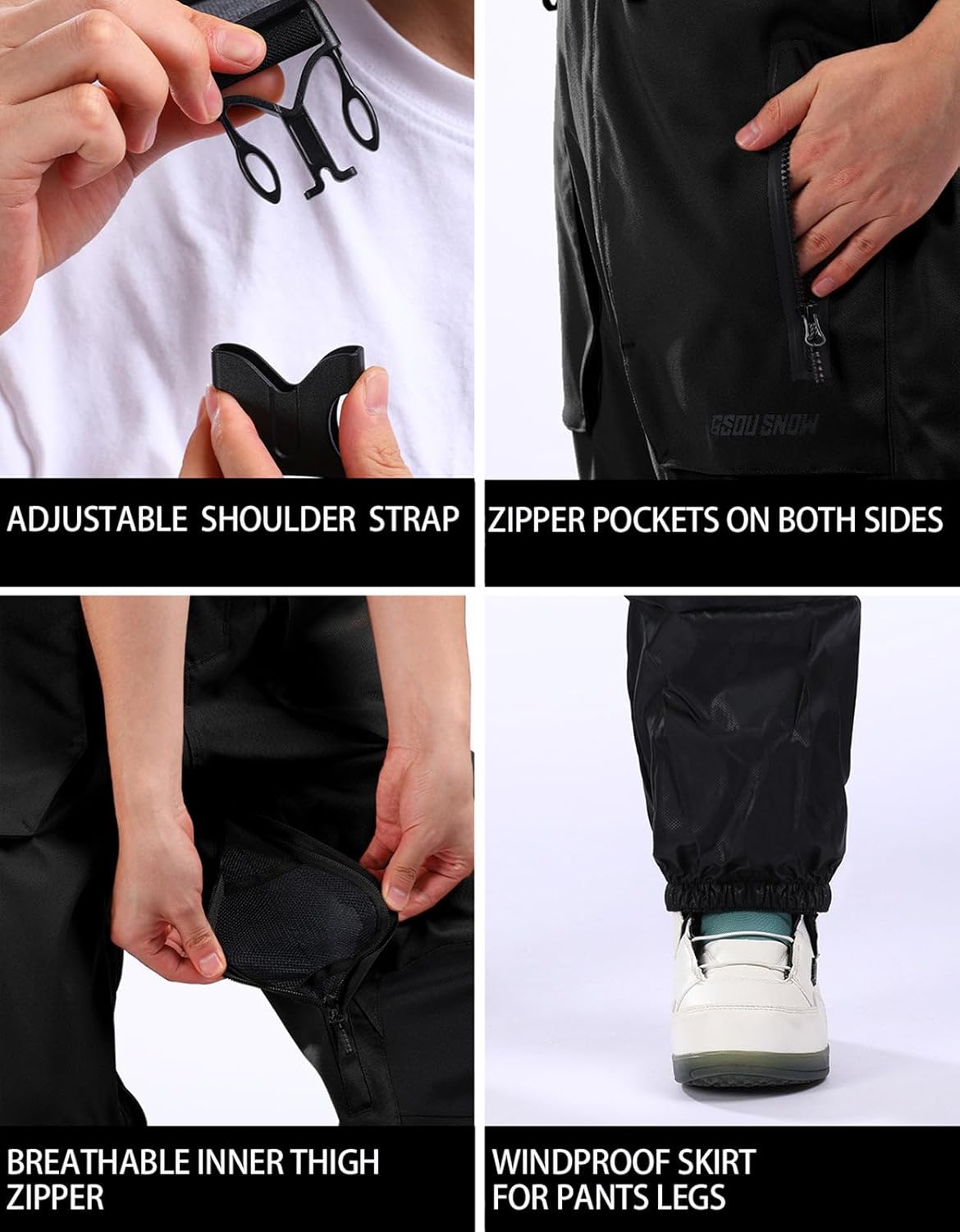 Women Men Ski Bibs Snowboard Pants Snow Bibs