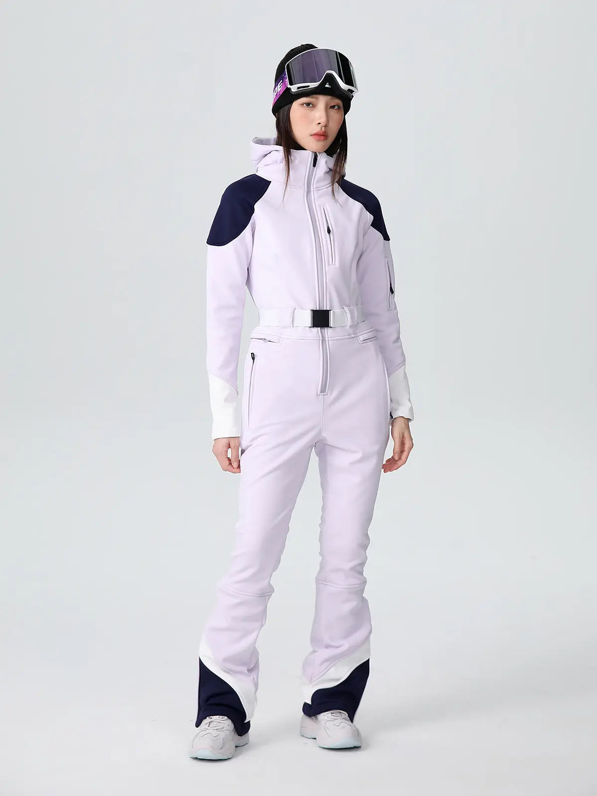 Women’s Fitted Stretch One Piece Flare Ski Jumpsuit Elegant