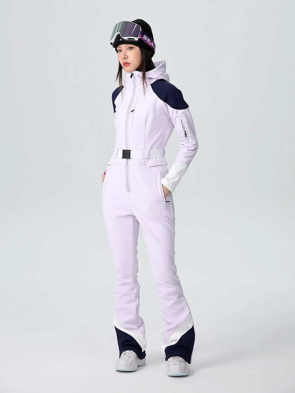 Women’s Fitted Stretch One Piece Flare Ski Jumpsuit Elegant