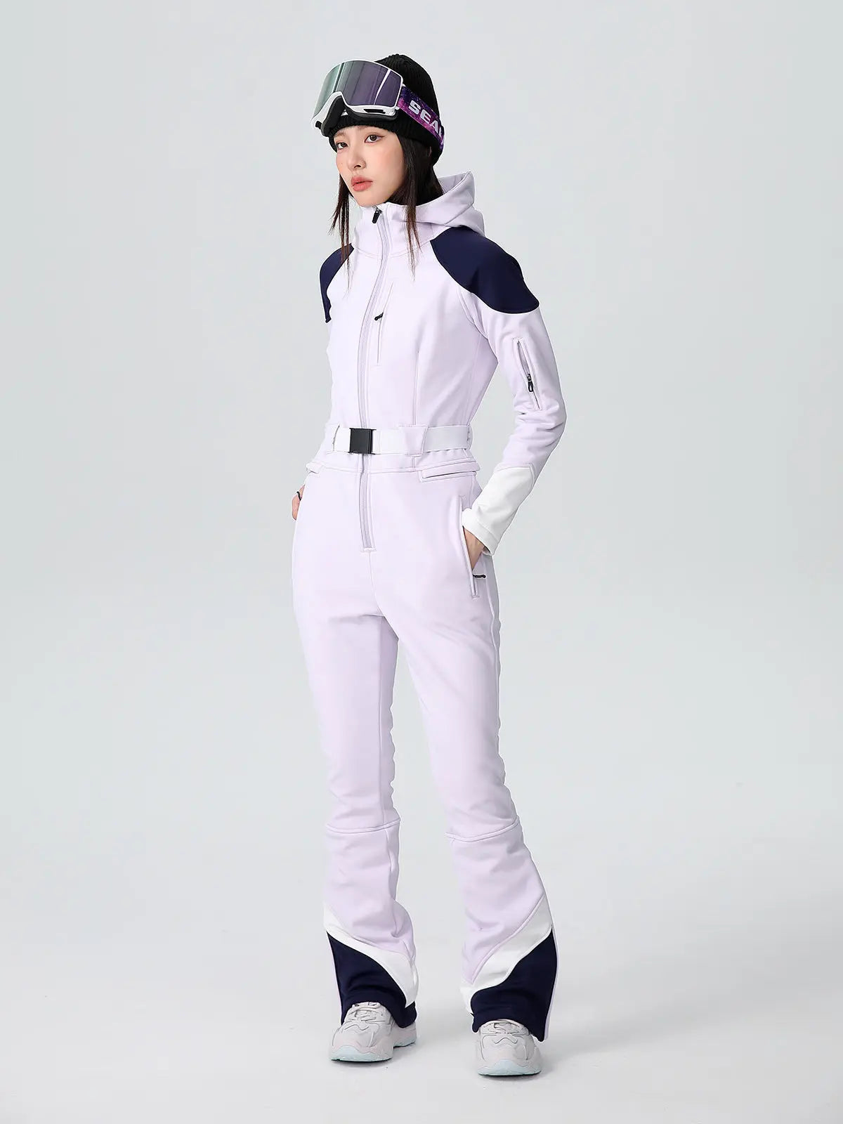 Women’s Fitted Stretch One Piece Flare Ski Jumpsuit Elegant