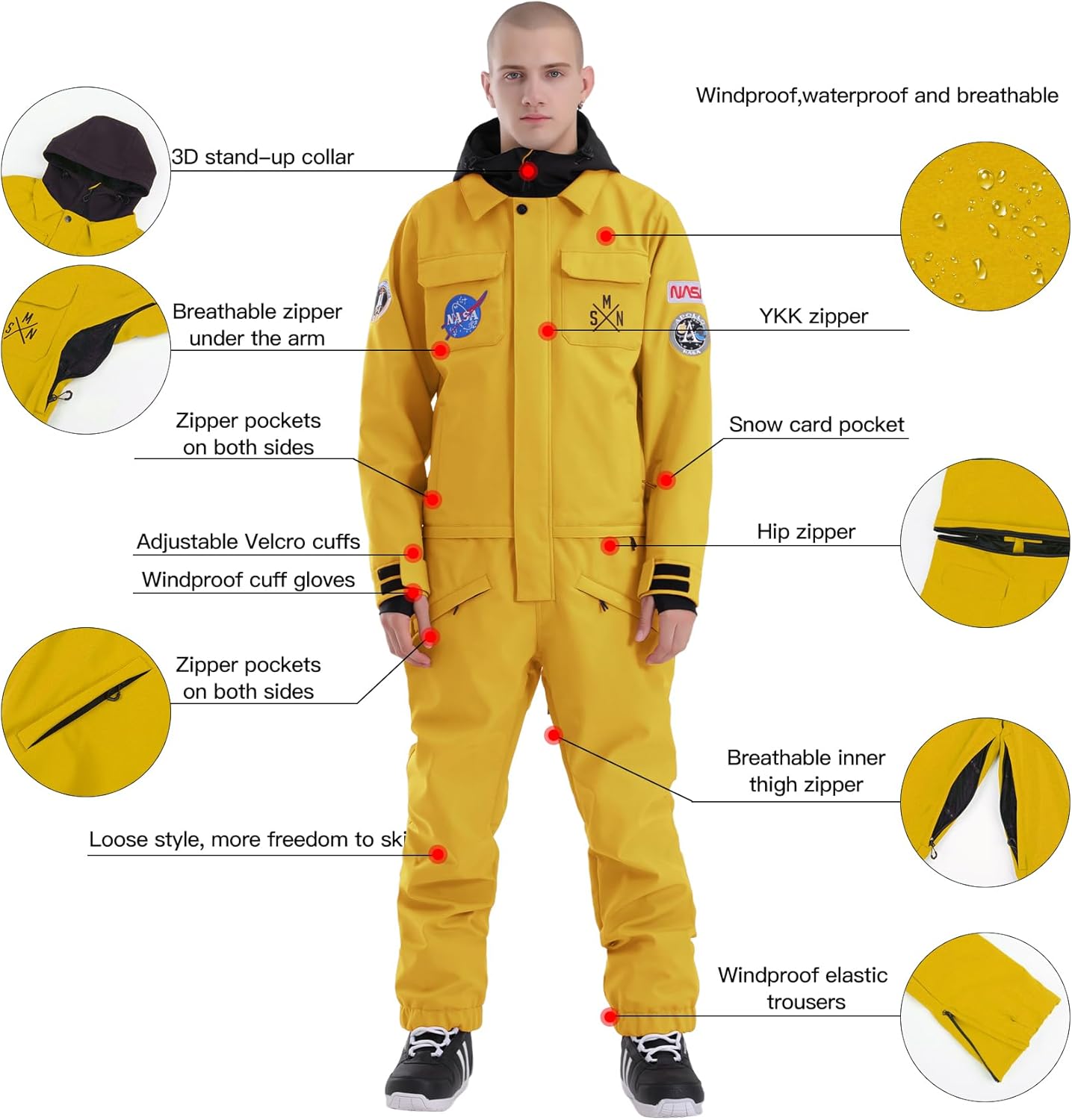 Ski Suits Women Men One Piece Snow Suits Waterproof Windproof Men Snowsuit Insulated Ski Jumpsuit