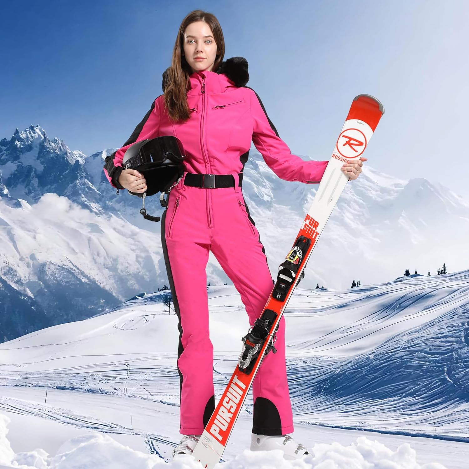 Womens Ski Suit One Piece Snowsuit Snowboard Slim Insulated Jumpsuit