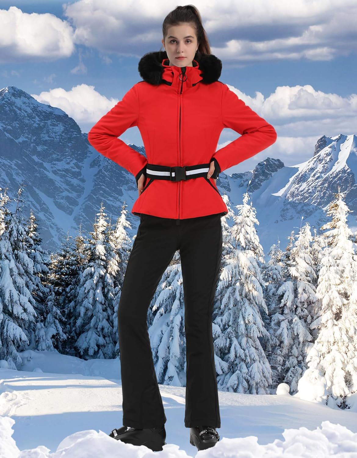 Women's Ski Jacket Snowboard Warm Winter Short Slim Snow Coat Jacket