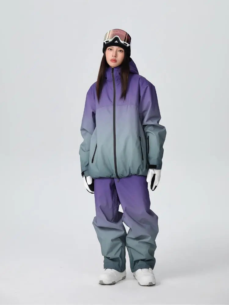 Women Unique 3L Gradient Snowsuits Durable Ski Jacket and Pants