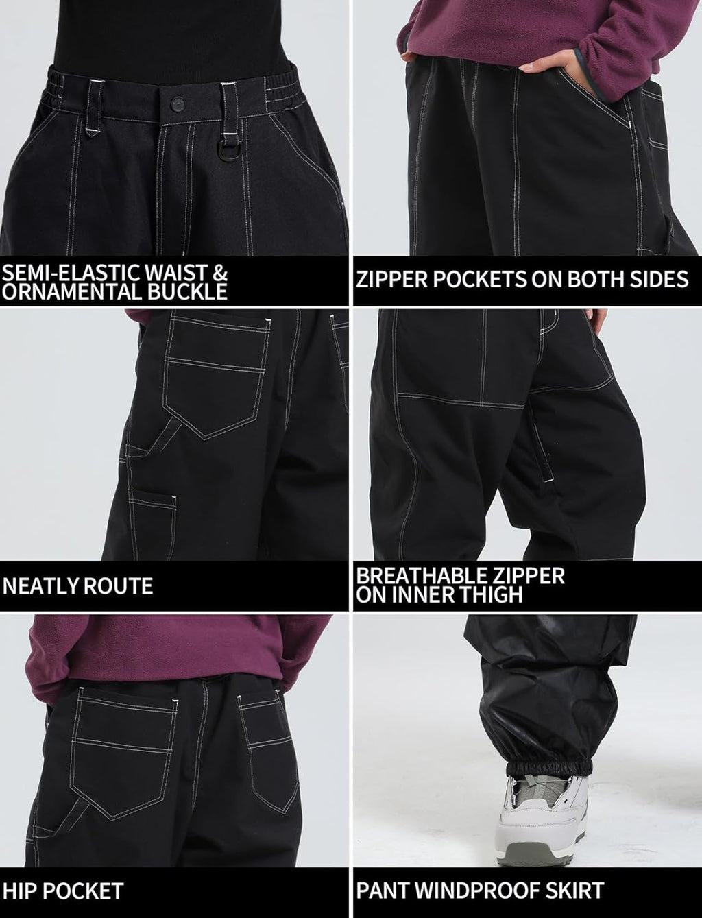 Womens Mens Snowboard Pants Super Baggy Ski Snow Pants
